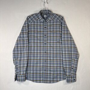 REI Co-op Sahara Tech Mens Vented Long Sleeve Plaid Hiking Shirt Size M Preowned